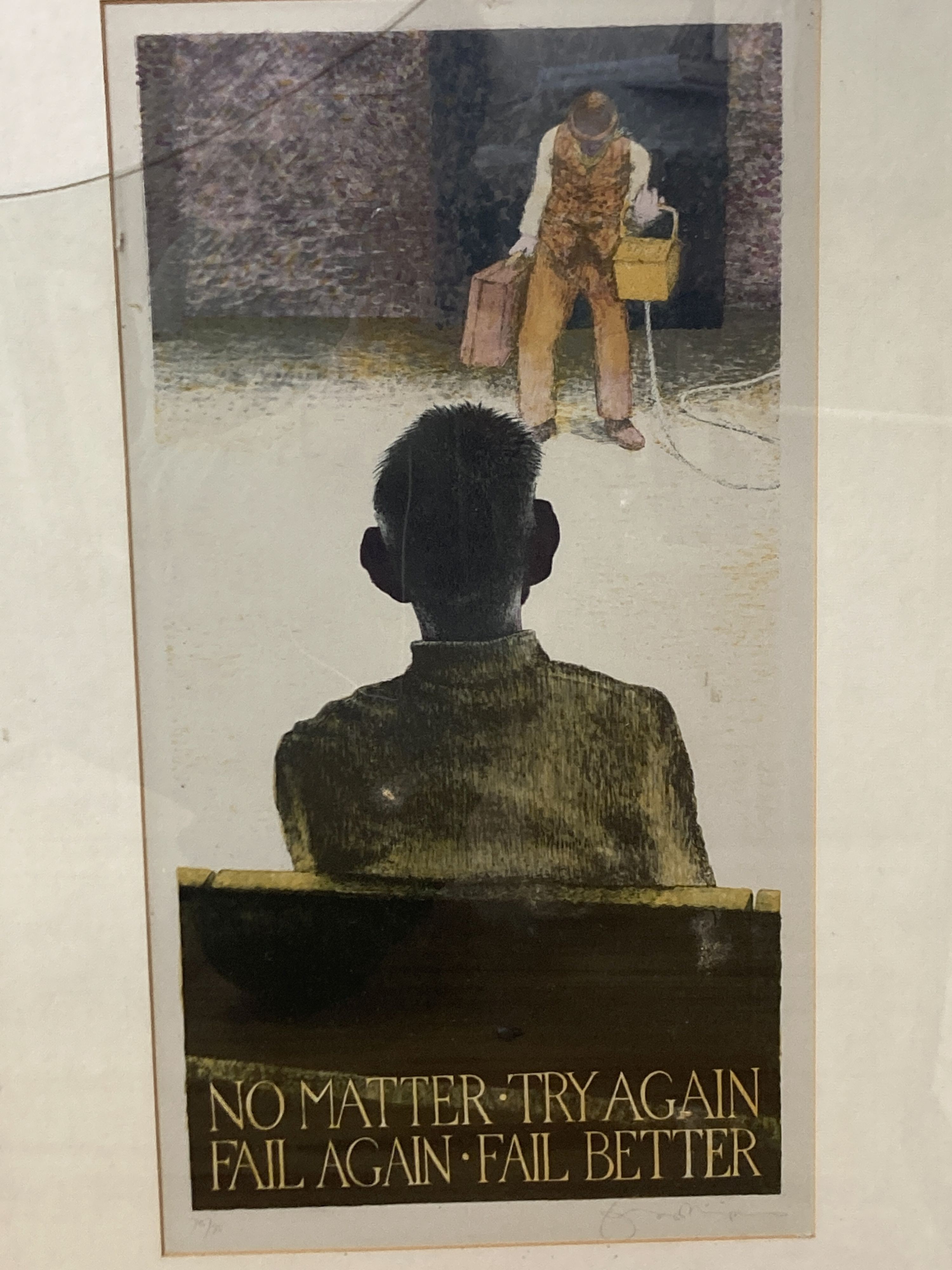 A contemporary colour print, ‘No matter try again…’ 49 x 26cm. And an ILN engraving, design for the Foreign Office, 38 x 53cm.